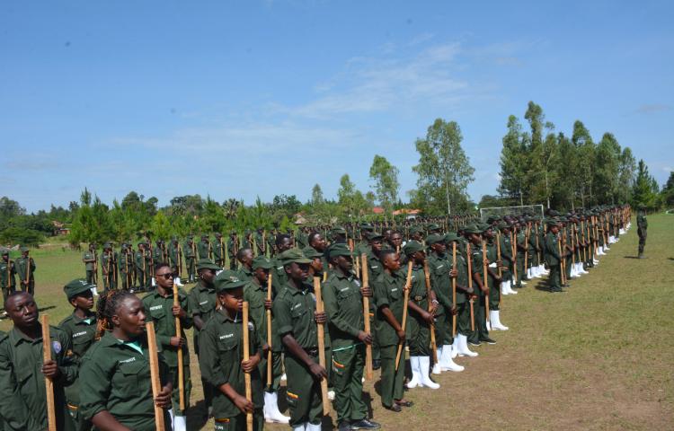 Students of Gulu College of Health Sciences during a Patriotism development course in Gulu district